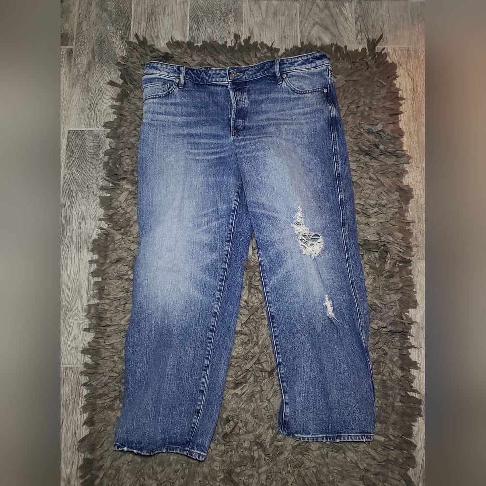 Express Relaxed Straight Low Rise Distressed Jeans